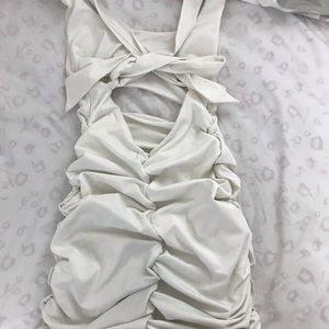 White Ruched bodycon dress